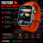 WATCH ULTRA Cellular Android Smartwatch with 5G SIM, Wi-Fi & AMOLED Display – Orange Strap