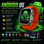 WATCH ULTRA Cellular Android Smartwatch with 5G SIM, Wi-Fi & AMOLED Display – Orange Strap