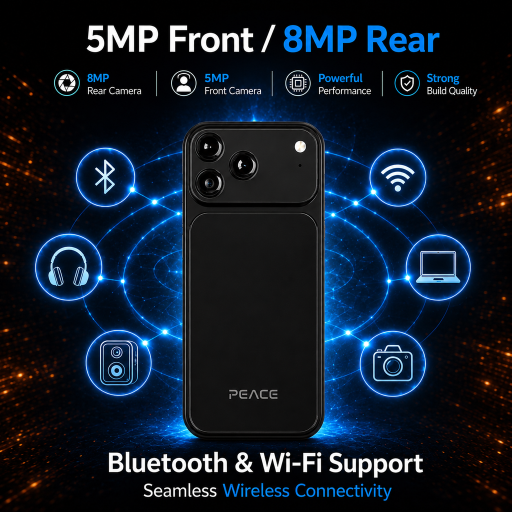 PEACE Mini Smartphone | 8GB RAM + 128GB Storage | Octa-Core Processor | 4G Dual SIM | 5MP Front + 8MP Rear Camera