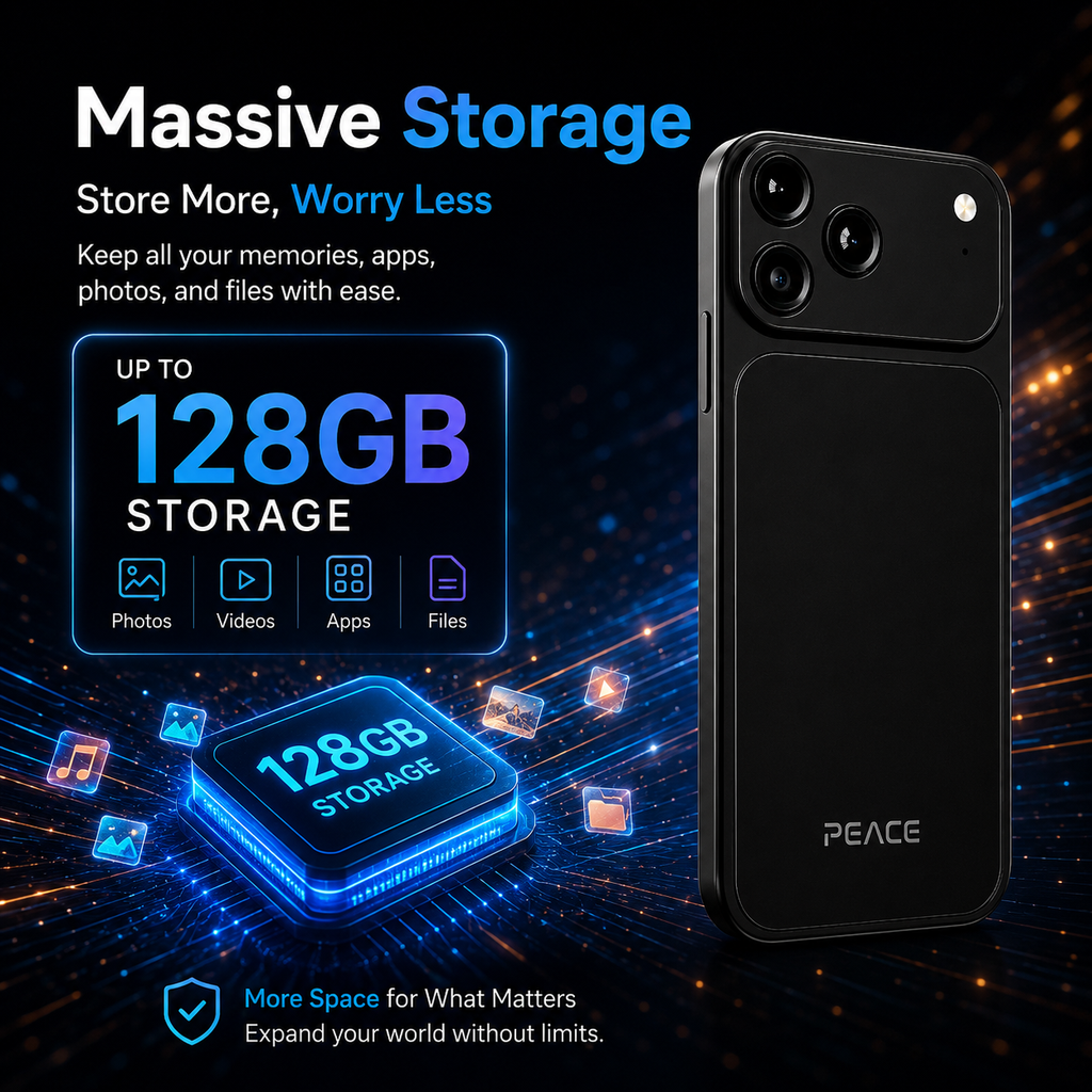 PEACE Mini Smartphone | 8GB RAM + 128GB Storage | Octa-Core Processor | 4G Dual SIM | 5MP Front + 8MP Rear Camera